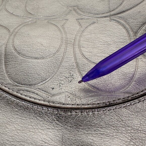 Coach Laura Gold Metallic Leather Signature Tote Bag With Charm & Zip Closure - Picture 14 of 16